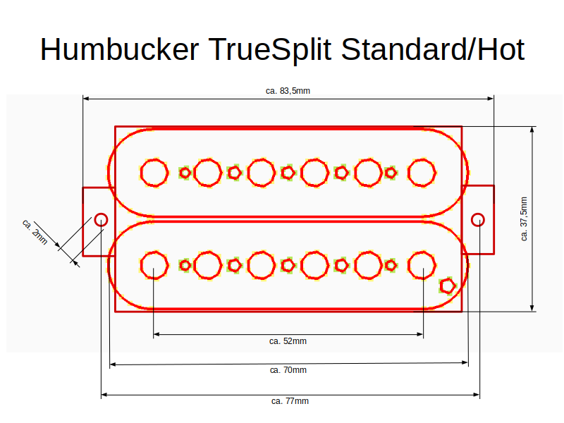 Maße Humbucker TrueSplit Standard